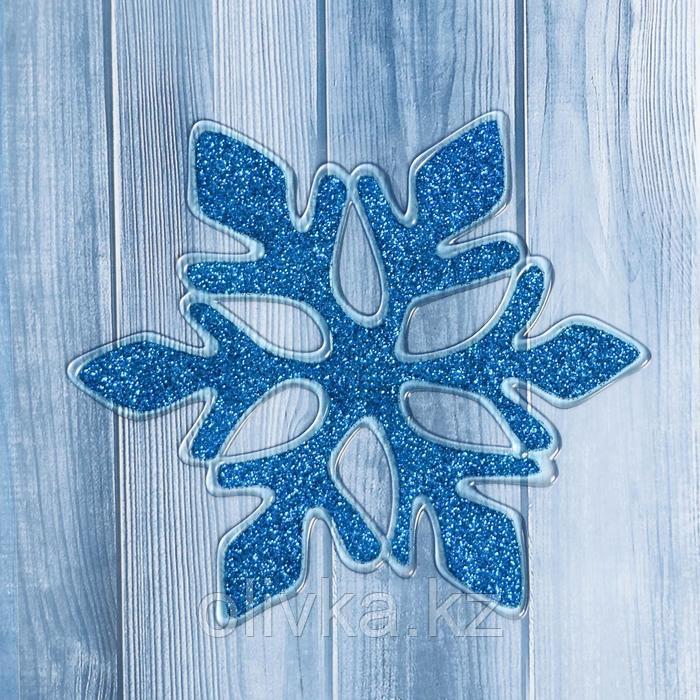 Наклейка на стекло "Синяя снежинка" блеск 10х12 см, синий - фото 1 - id-p105447015