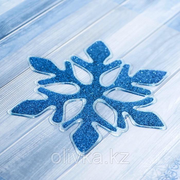 Наклейка на стекло "Синяя снежинка" блеск 10х12 см, синий - фото 2 - id-p105447015