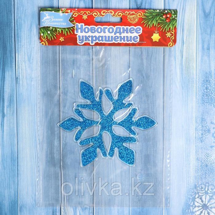 Наклейка на стекло "Синяя снежинка" блеск 10х12 см, синий - фото 3 - id-p105447015