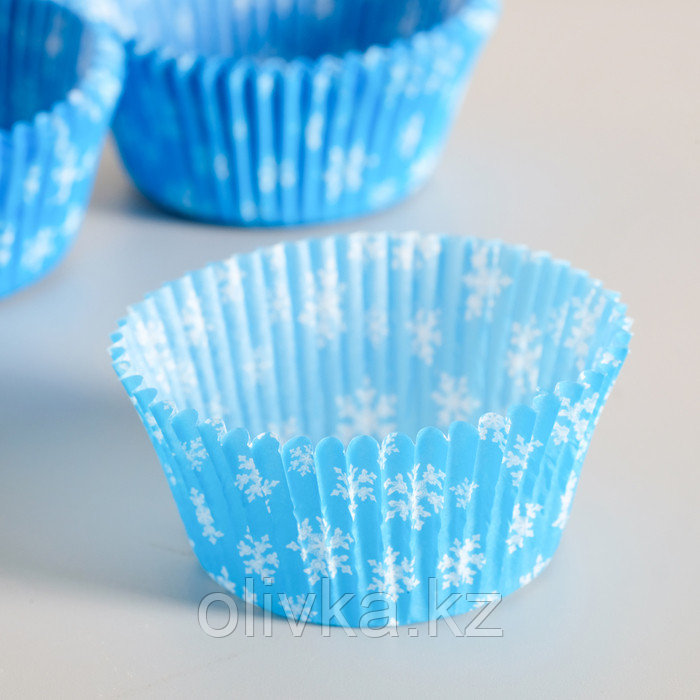 Форма для выпечки голубая со снежинками, 5 х 3 см - фото 1 - id-p105452344