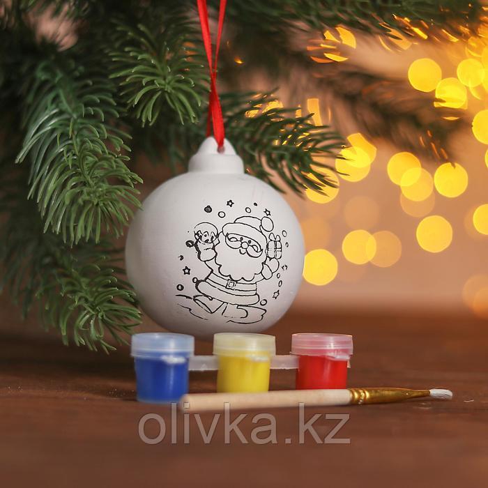 Новогодний шар под раскраску «Время подарков» с подвесом, краска 3 цв. по 2 мл, кисть - фото 2 - id-p105449943