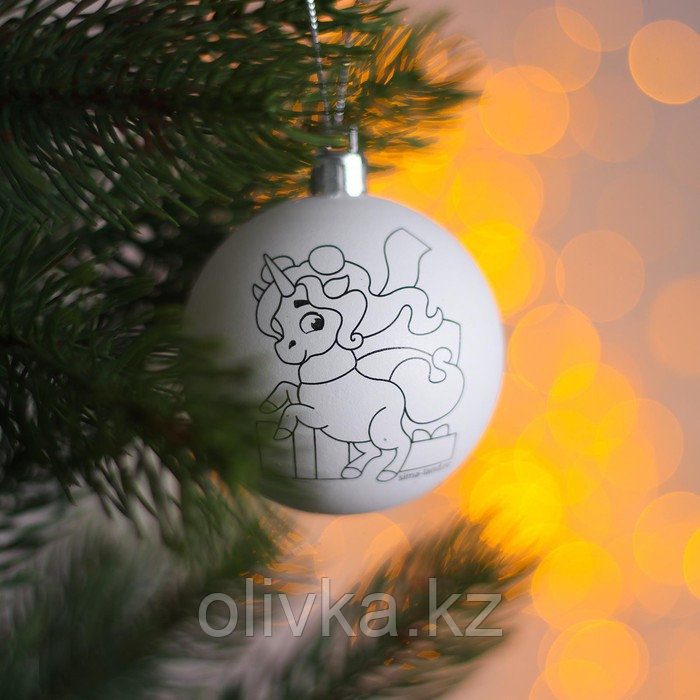 Новогоднее ёлочное украшение под раскраску «Единорог» d=5.5 см - фото 2 - id-p105453448