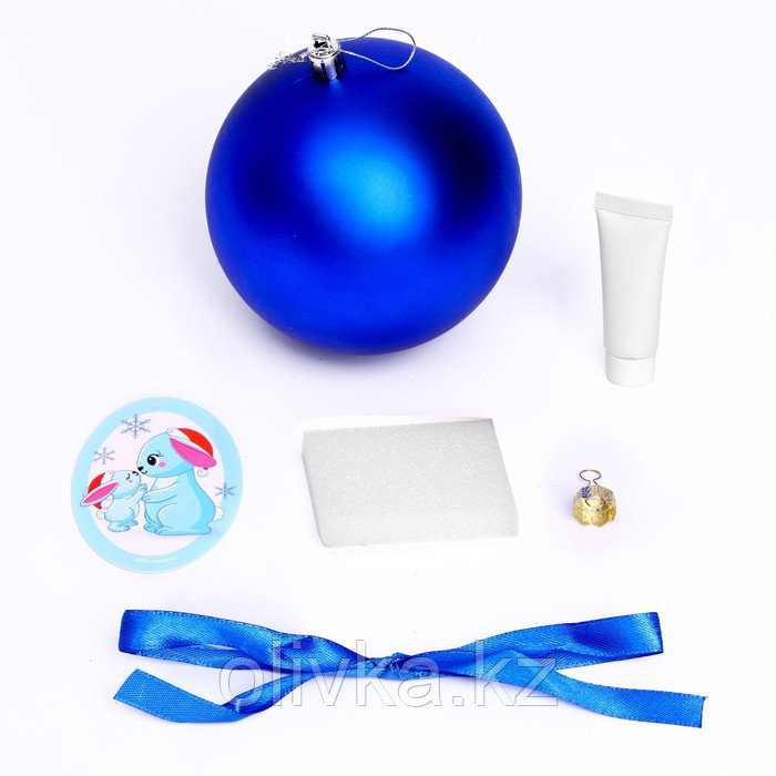 Набор для творчества. Новогодний шар с отпечатком ручки «Зайка», голубой - фото 5 - id-p105467375