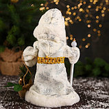 Дед Мороз "В белой шубке, с посохом и мешком" двигается, 12х28 см, фото 3
