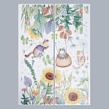 Наклейка пластик интерьерная цветная "Котята в цветочном саду" набор 2 листа 30х85 см, фото 2