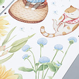 Наклейка пластик интерьерная цветная "Котята в цветочном саду" набор 2 листа 30х85 см, фото 3