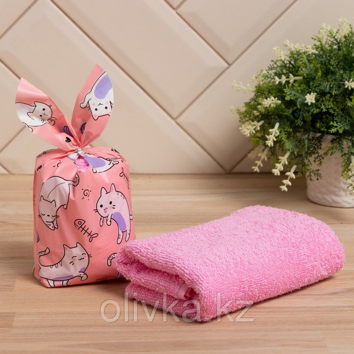 Полотенце в мешочке Экономь и Я "Котейки" 30*60 см, 100% хлопок, 320 гр/м2