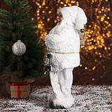 Дед Мороз "В белой шубке, с фонариком" 43 см, фото 2