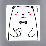 Наклейка пластик интерьерная чёрная "Медвежонок с котиком" 29х25 см, фото 2