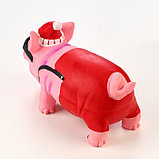 Игрушка хрюкающая для собак из латекса "Новогодний свин", 21 см, фото 3