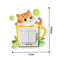 Наклейка на выключатель "Кот в чашке", со светящимися элементами, 17 х 18.9 см