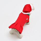Новогодний костюм "Снегурочка" для собак, размер L, красный (ДС 34, ОШ 30, ОГ 44 см), фото 3