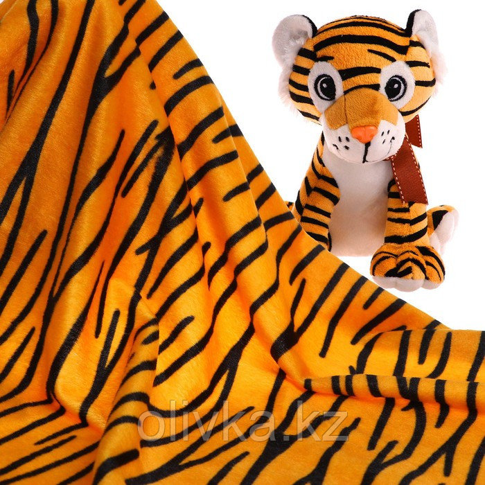 Лоскут для рукоделия, 53 х 53 см, мех тигровый яркий на трикотажной основе - фото 1 - id-p105461954