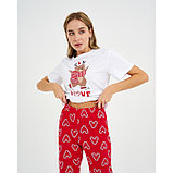 Пижама новогодняя женская (футболка и брюки) KAFTAN "Love", цвет белый/красный, размер 40-42, фото 2