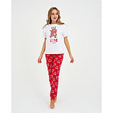 Пижама новогодняя женская (футболка и брюки) KAFTAN "Love", цвет белый/красный, размер 40-42, фото 3