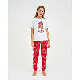 Пижама новогодняя женская (футболка и брюки) KAFTAN "Love", цвет белый/красный, размер 40-42, фото 4