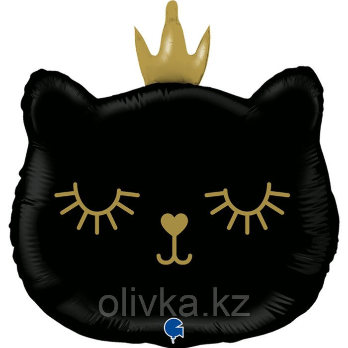 Шар фольгированный 26" «Котёнок-принцесса», фигура, цвет чёрный