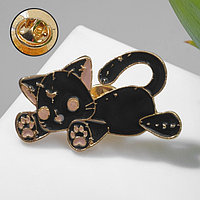 Значок "Котёнок" игрушечный, цвет чёрно-розовый в золоте
