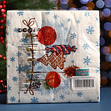 Салфетки бумажные Fresco "Тесемочка с подарками", 3 слоя, 33*33 см, 20 листов, фото 2