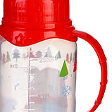 Бутылочка для кормления «Новогодний Мишка» 250 мл цилиндр, подарочная упаковка, с ручками, фото 3