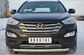 Защита переднего бампера d76 (дуга) Hyundai Santa Fe 2013-2017