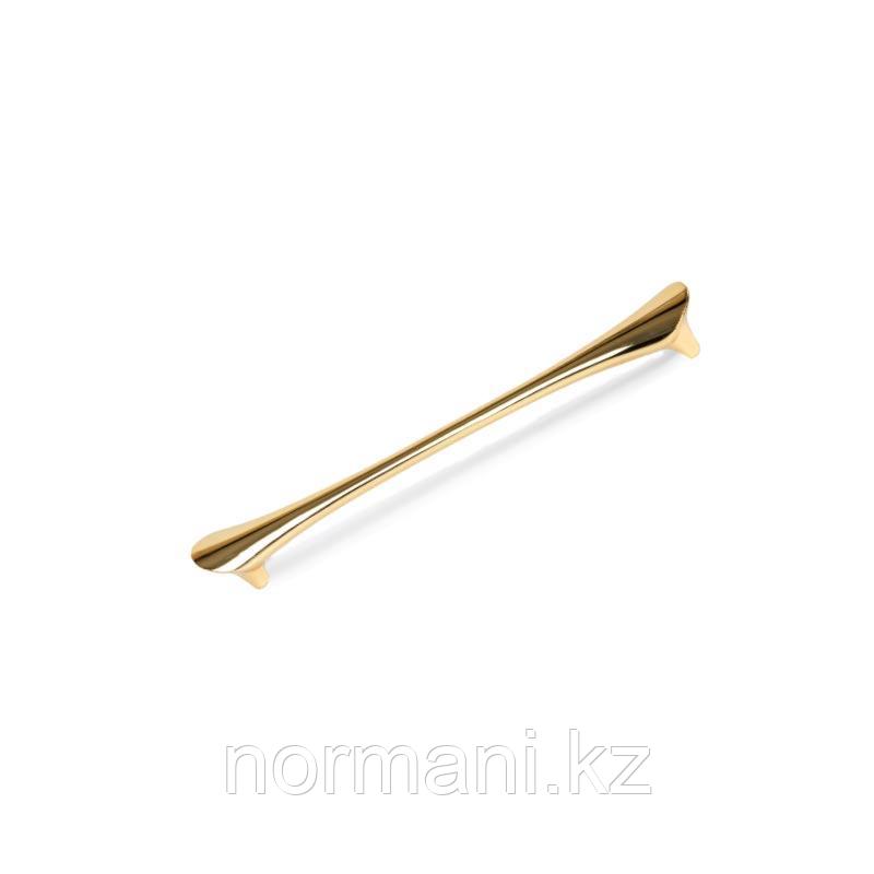 Мебельная ручка скоба, замак, размер посадки 128 мм, цвет молочная с золотой патиной