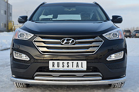 Защита переднего бампера d76/42 (секции-дуга) Hyundai Santa Fe 2013-2017