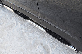Пороги труба d76 с накладкой (вариант 2) Hyundai Santa Fe 2013-2017