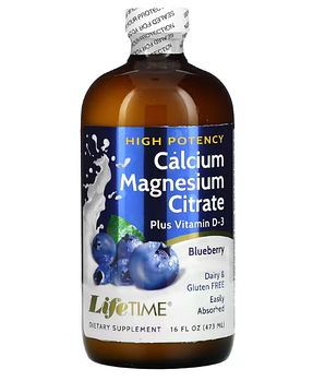 LifeTime Vitamins, цитрат кальция и магния с витамином D3, вкус голубики, 473 мл (16 жидк. унций)
