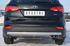 Защита заднего бампера 75х42 овал Hyundai Santa Fe 2013-2017