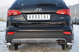 Защита заднего бампера уголки d63/42 Hyundai Santa Fe 2013-2017