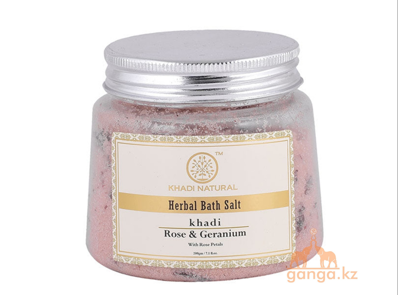 Соль для ванн Роза и Герань Кхади (Rose & Geranium KHADI), 200г
