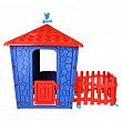 PILSAN Детский игровой дом Stone House с забором,Blue/Голубой,114*174*151 см, фото 4