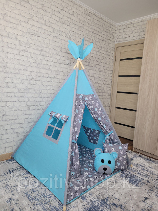 Детский домик вигвам четырехгранный Мишка-Индеец