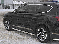 Пороги труба d63 секции (вариант 1) Hyundai Santa Fe 2018-2021