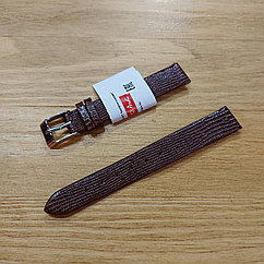 Коричневый Кожаный ремешок "Ardi" 14 мм. на наручные часы. Ремень. Lezar. Лак. Унисекс. Производство Беларусь