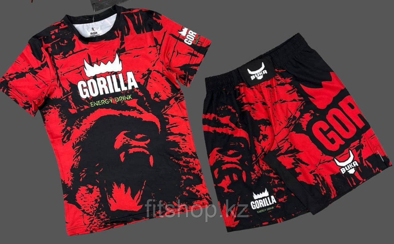 Рашгард  Gorilla grizzly red 2 в 1 ( комплект верх + шорты ) S-XXL