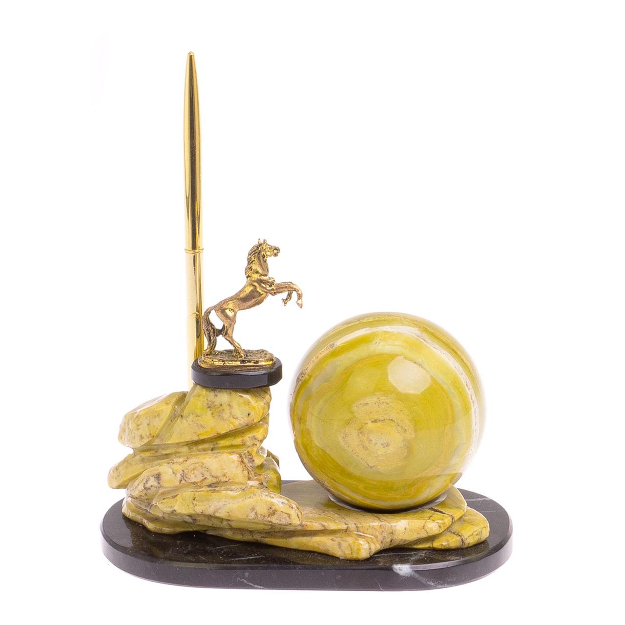 Настольные часы с шариковой ручкой камень офиокальцит - фото 3 - id-p105499782