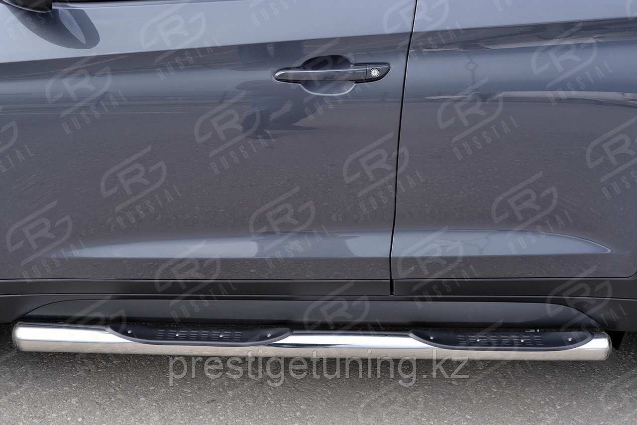 Пороги труба d76 с накладкой (вариант 3) Hyundai Tucson 2015-2018 - фото 3 - id-p105499748