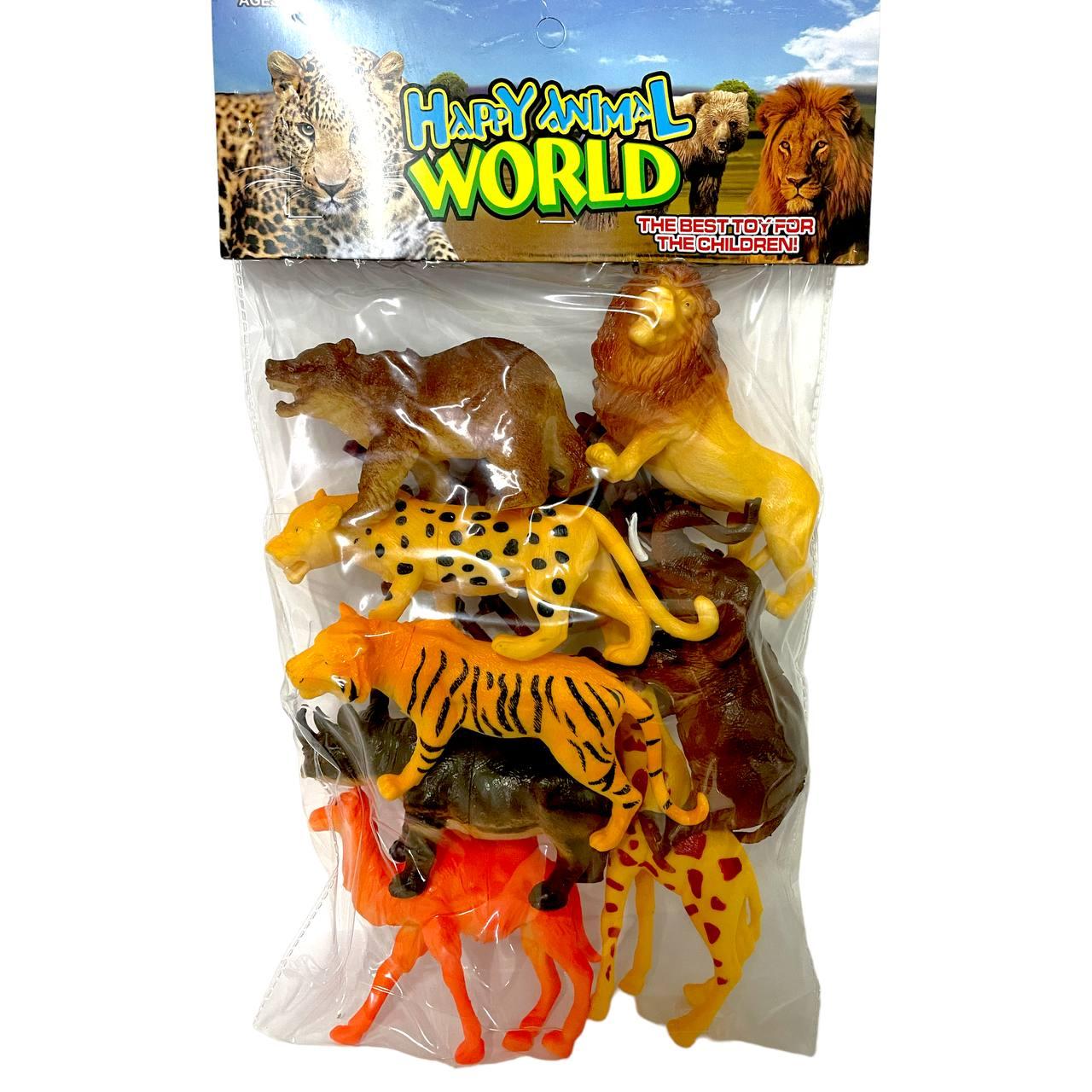 Q 701-8 Happy animal world дикие животные 8шт в наборе 39*23см