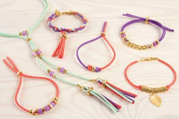 Набор для творчества Make It Real Браслеты с бусинами Gold Link Suede Bracelets