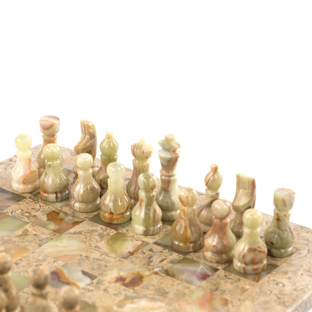 Подарочные шахматы "Игрок" камень оникс ракушечник 25х25 см 121656 - фото 4 - id-p90687686