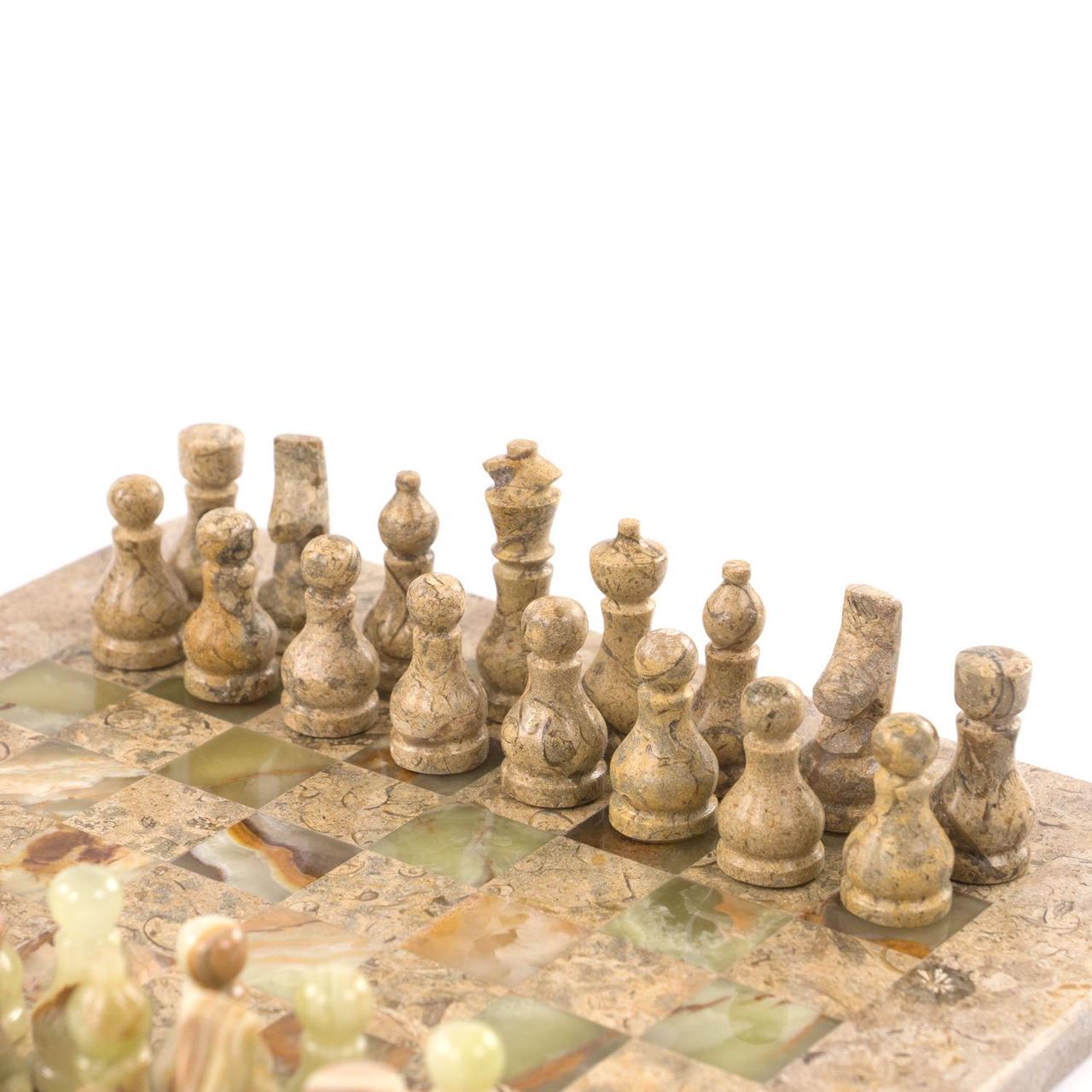 Подарочные шахматы "Игрок" камень оникс ракушечник 25х25 см 121656 - фото 5 - id-p90687686