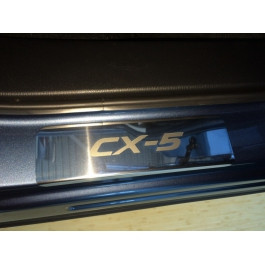 Накладки на пороги из нержавеющей стали на Mazda CX-5 2011- - фото 1 - id-p13203275