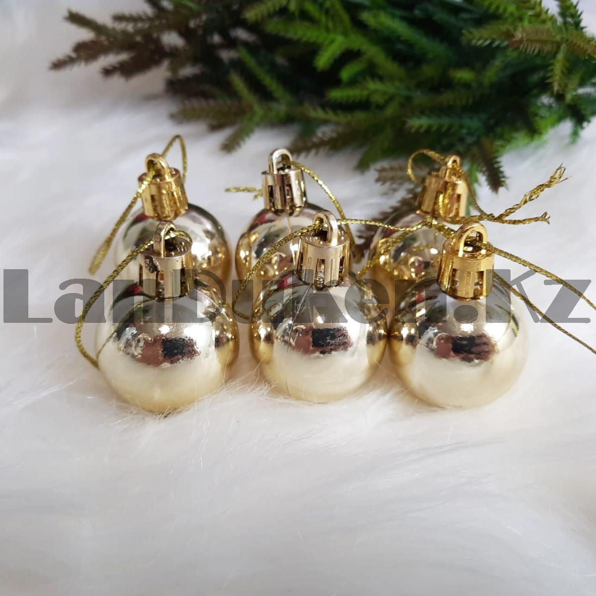 Новогодние елочные шарики глянцевые золотые HM-1 12 шт 3 см - фото 4 - id-p105510499