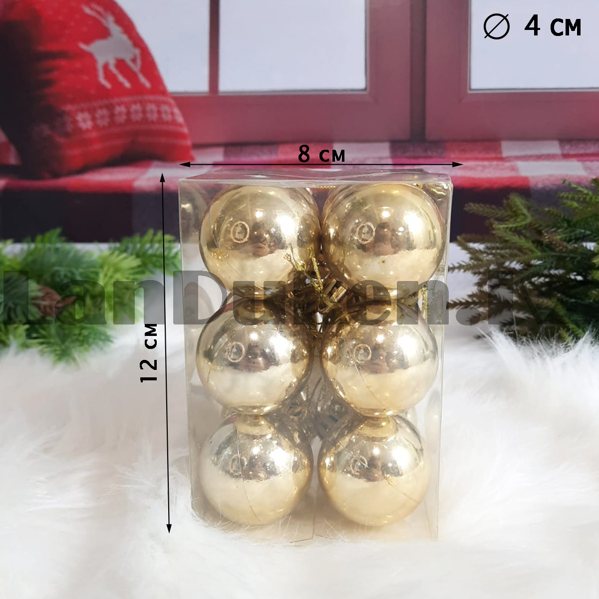 Новогодние елочные шарики глянцевые золотые HM-4 12 шт 4 см - фото 2 - id-p105507133