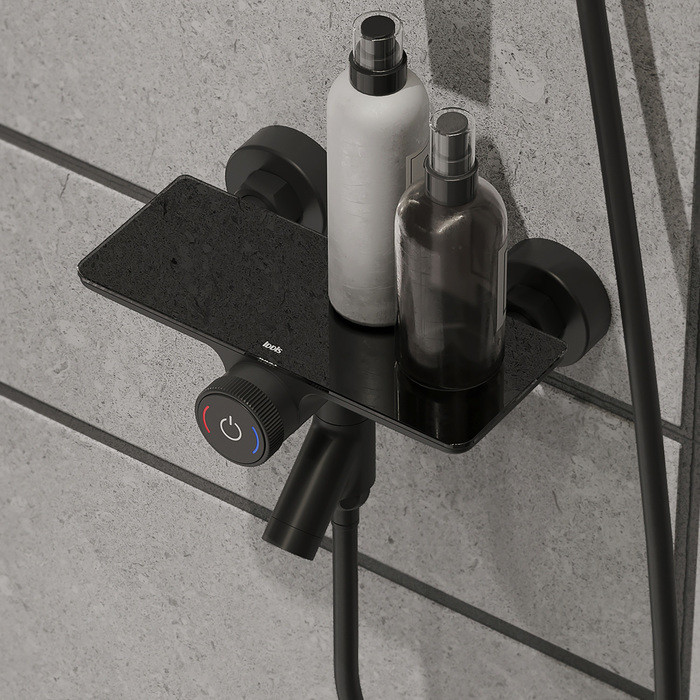 Смеситель IDDIS Shelfy для ванны с управлением Push Control, черный матовый - фото 9 - id-p104209208