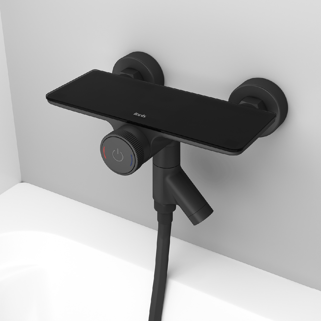 Смеситель IDDIS Shelfy для ванны с управлением Push Control, черный матовый - фото 3 - id-p104209208