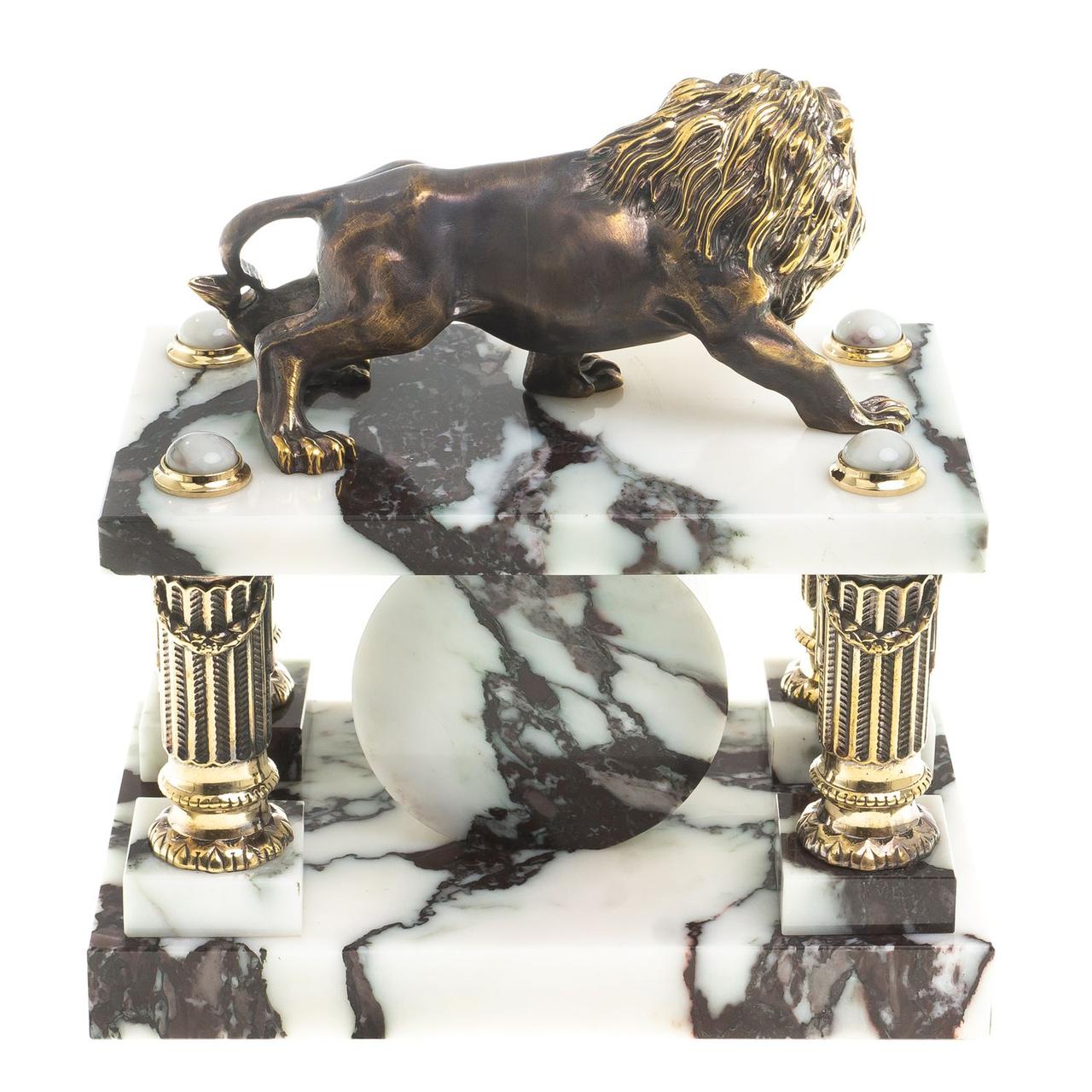 Каменные часы с бронзой "Лев на охоте" камень мрамор 123384 - фото 4 - id-p105511995