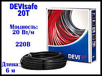 DEVIsafe 20T 220В екі ядролы жылыту кабелі - 6 м. (DTCE-20, ұзындығы: 6 м., қуаты: 125 Вт)